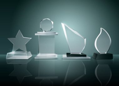 Glass Trophies Background Reflection Realistic Image  clipart