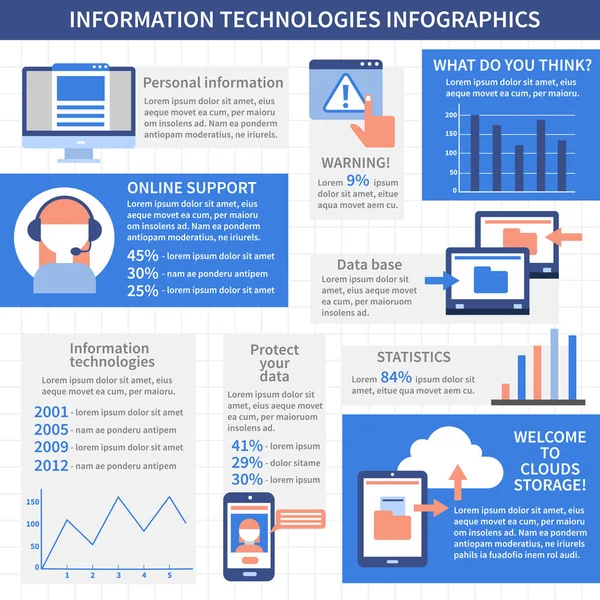 TI Technologies Layout de infográficos — Vetor de Stock