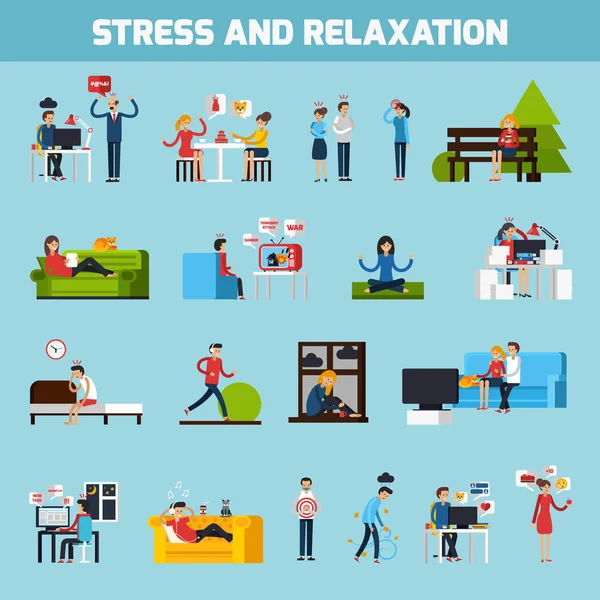 Stress And Relaxation Collection — Stock Vector