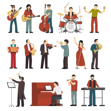 Müzisyenler Icons Set renk