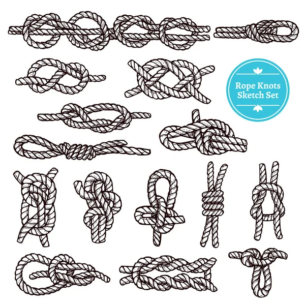 Ensemble de croquis de nœuds de corde — Image vectorielle