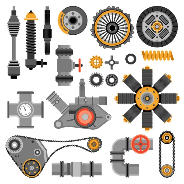 Conjunto de piezas de maquinaria — Vector de stock