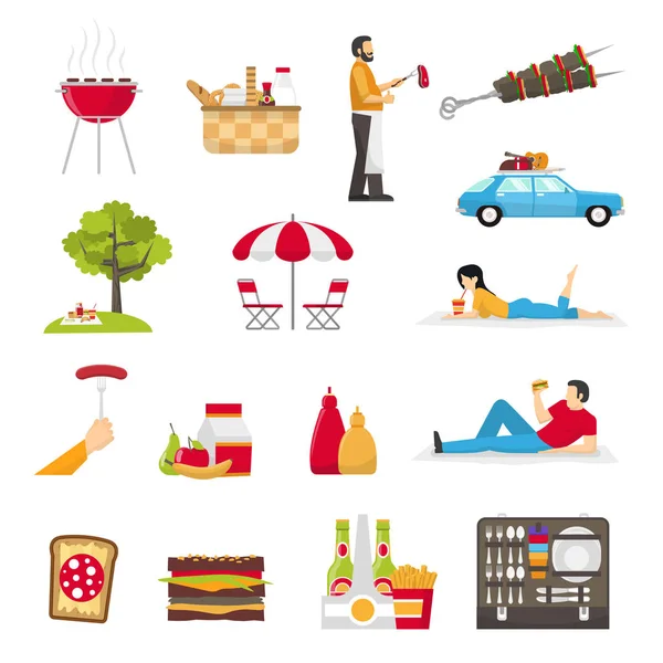 Picnic And Barbecue Set — Stock Vector