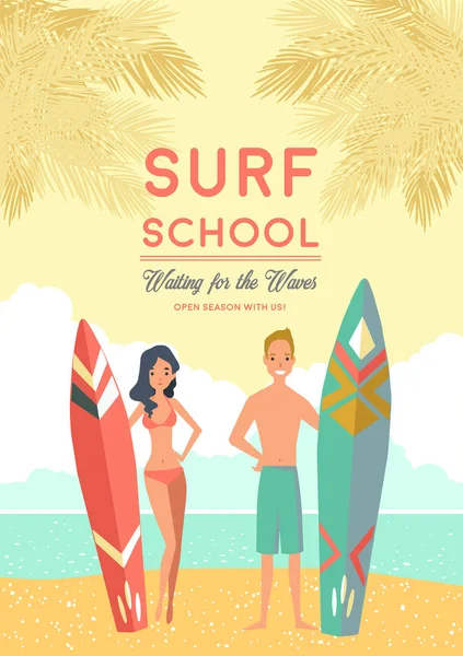 Sörf okulu Poster — Stok Vektör