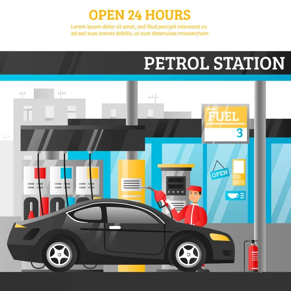 Ilustração do posto de gasolina — Vetor de Stock