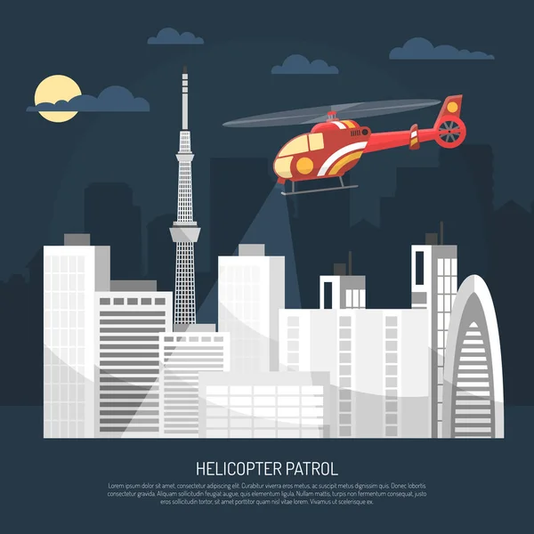 Helikopter Patrol Illustration — Stock vektor