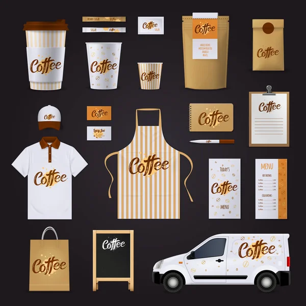 커피 기업 아이덴티티 디자인 모음 — 스톡 벡터