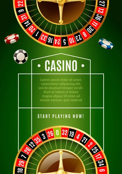 Casino klassisches Roulette Spiel Werbeplakat — Stockvektor