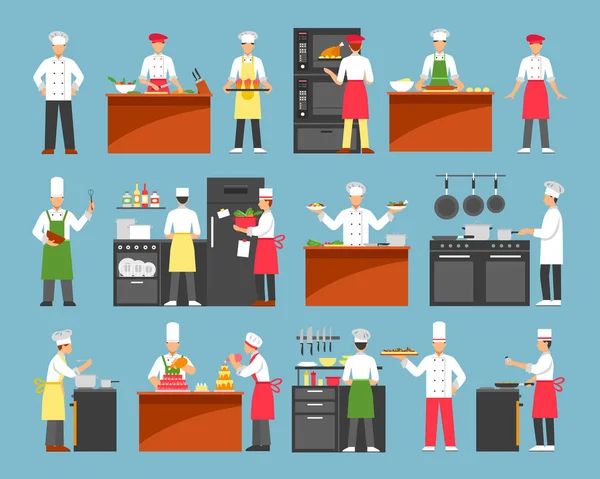 Conjunto de iconos decorativos de cocina profesional — Archivo Imágenes Vectoriales