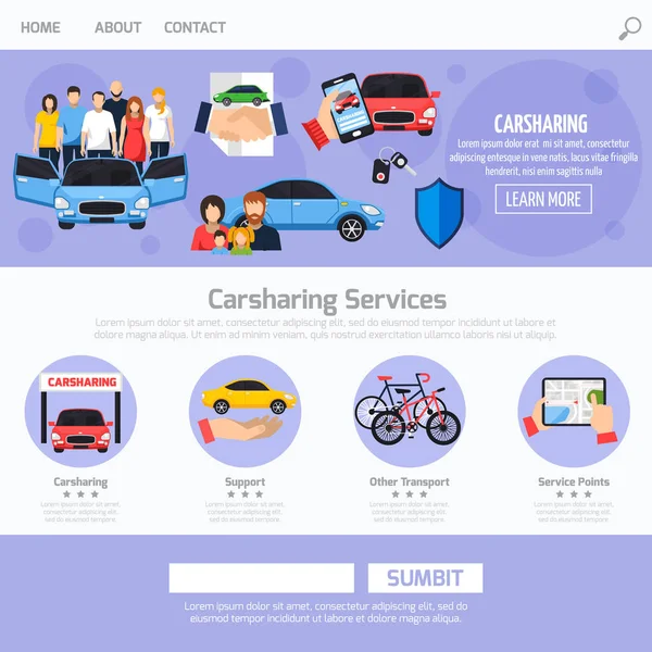 Webvorlage für Carsharing-Dienste — Stockvektor