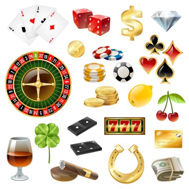 Casino ekipman sembolleri Aksesuar parlak seti