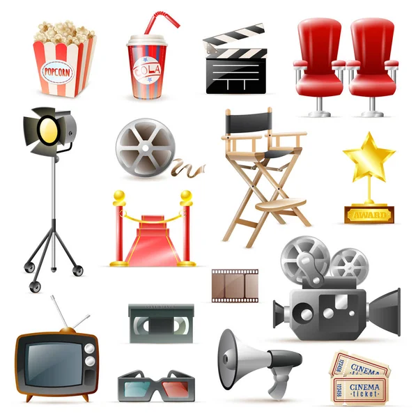 Cinema film Retro ikony kolekce — Stockový vektor