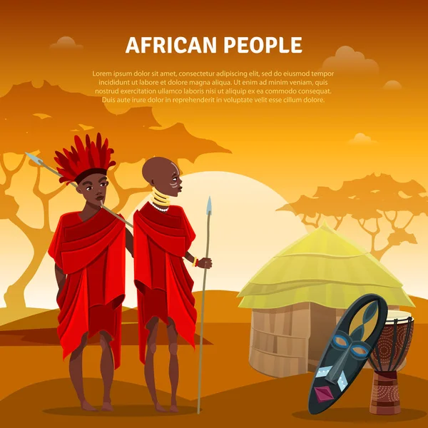 African People And Culture Flat Poster — Stock Vector