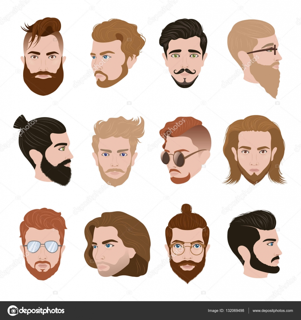 Men Hairstyle Collection Stock Vector Image by ©macrovector #132069498