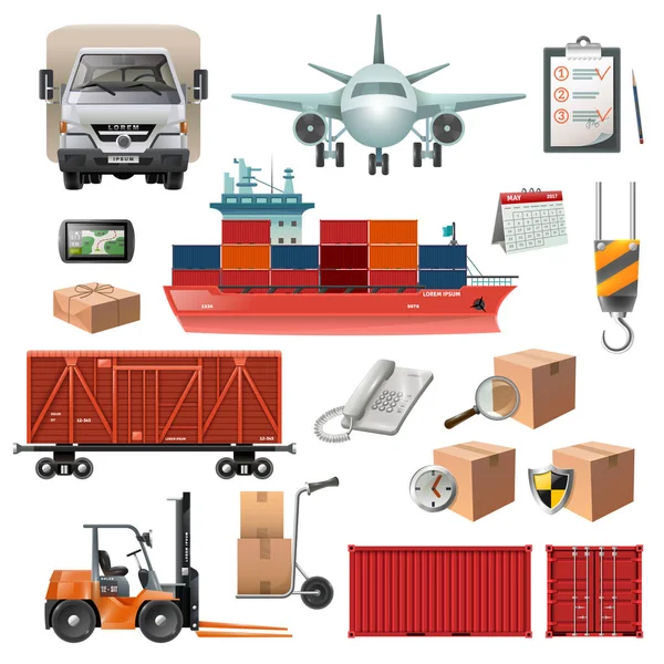 Set di elementi logistici — Vettoriale Stock