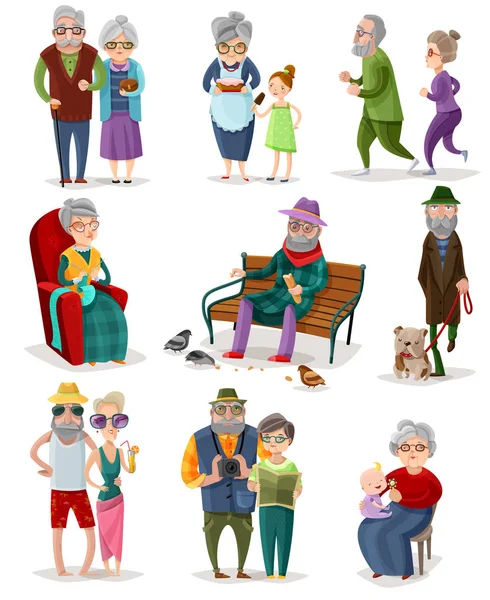 Pessoas idosas Desenhos animados Set —  Vetores de Stock