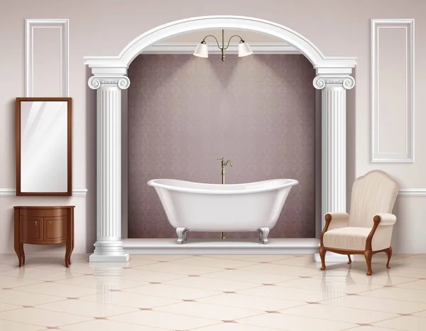 Bathroom Interior Realistic Design — Stock Vector