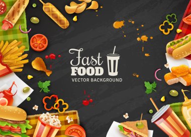 Fast Food siyah arka plan afiş 