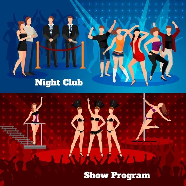 Gece Club dans Show 2 düz afiş — Stok Vektör