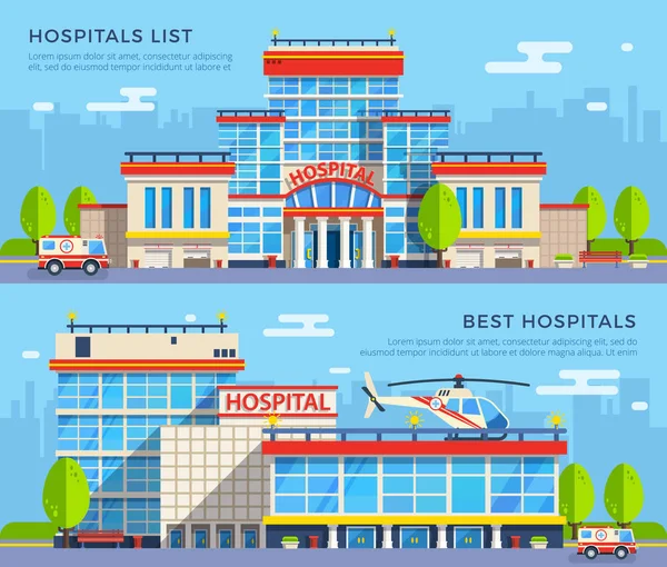 Nemocnice ploché nápisy — Stockový vektor