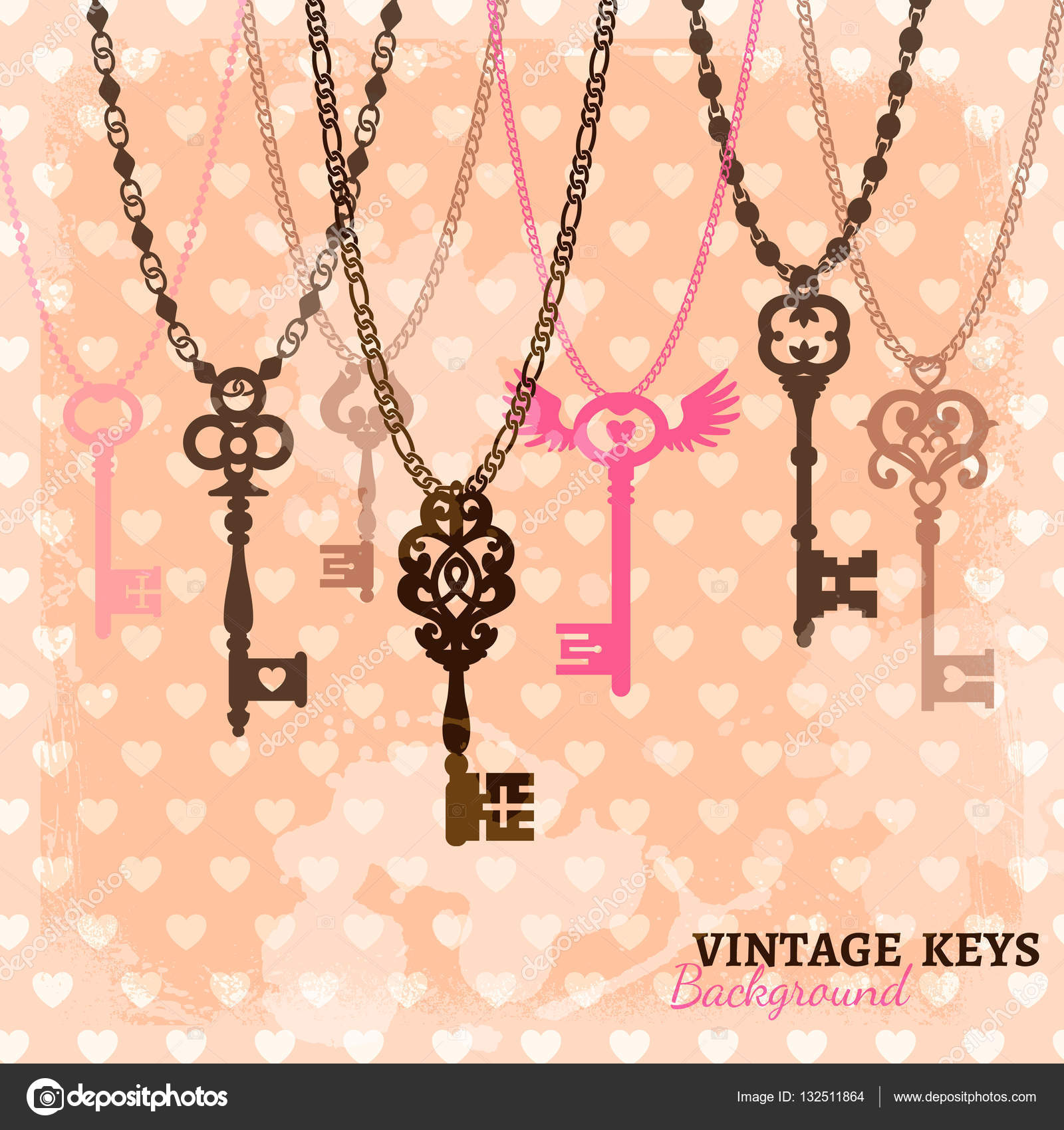 vintage hanging keys template stock vector macrovector 132511864
