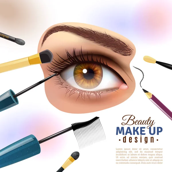 Eye Makeup suddig bakgrund affisch — Stock vektor