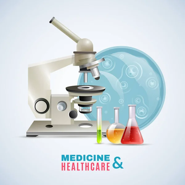 Orvosi és egészségügyi kutatás lapos összetétele poszter — Stock Vector