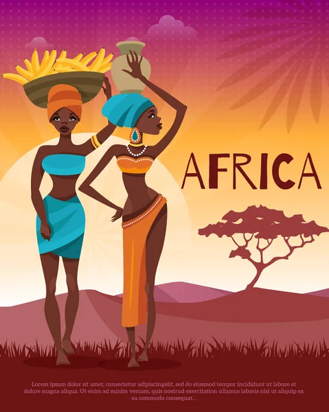 Afrikanische Kultur Stammestraditionen flaches Poster — Stockvektor