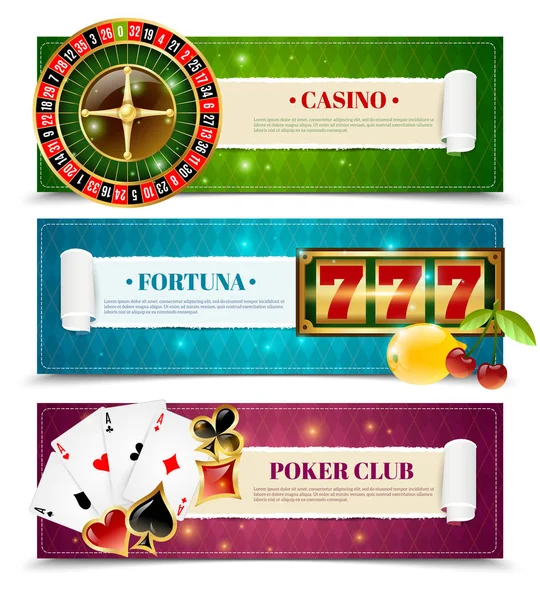 Set di banner orizzontali Casino 3 — Vettoriale Stock