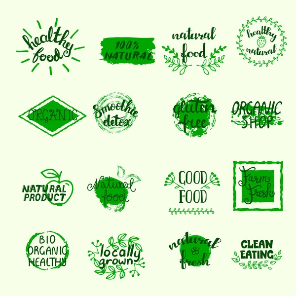 Healthy Food Labels Set — Stock Vector