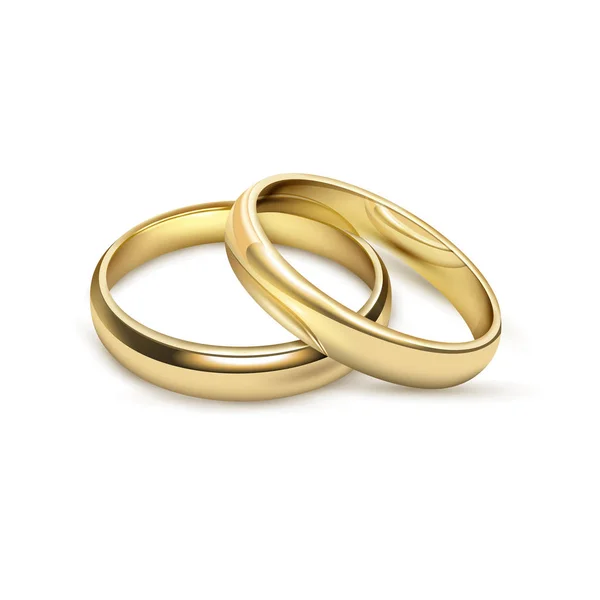 Wediding Rings Bridal Set Realistic Image — Stock Vector