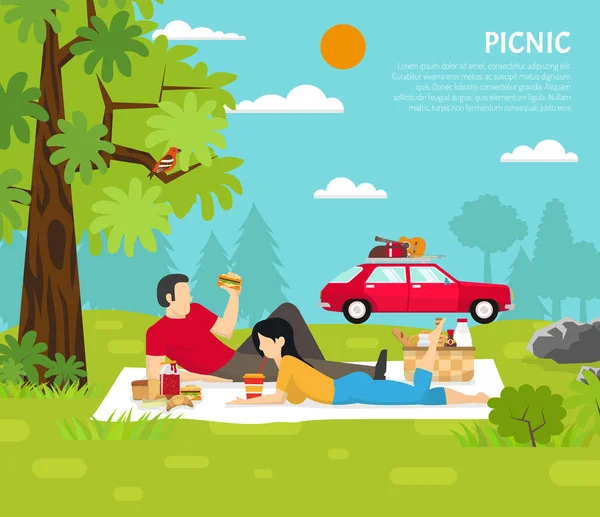 Ilustración de vectores de picnic al aire libre — Archivo Imágenes Vectoriales