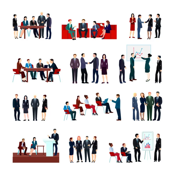 Conjunto de reuniones de negocios — Vector de stock