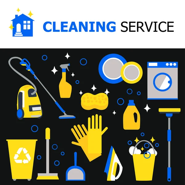 Coleta de equipamentos de limpeza —  Vetores de Stock