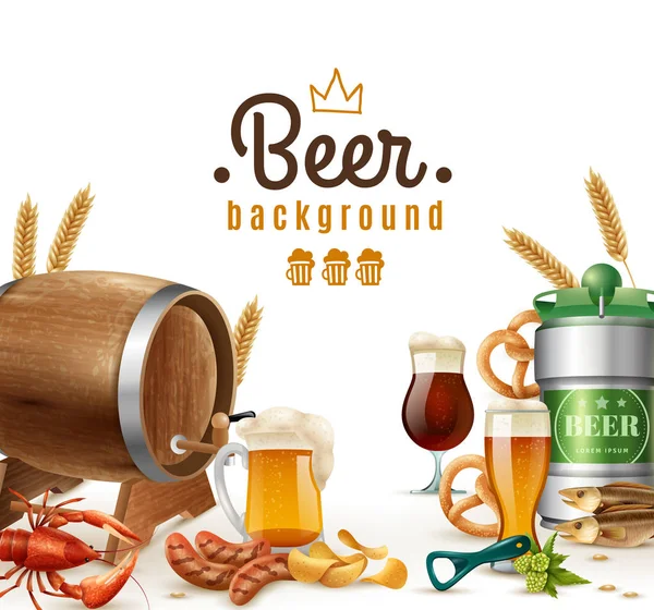 Cerveza realista Fondo — Vector de stock