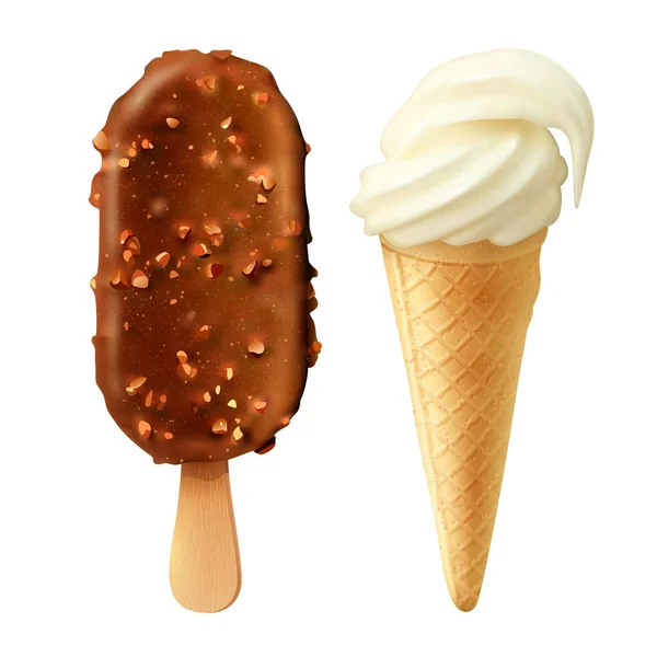 Set realista de helados Food 2 — Archivo Imágenes Vectoriales