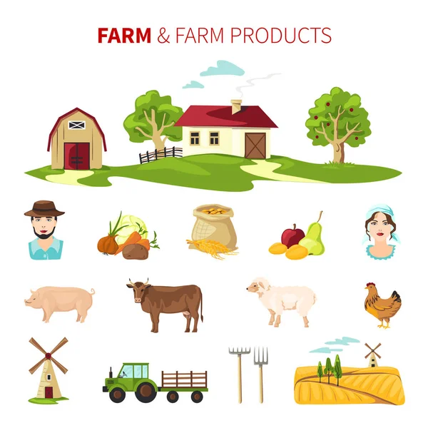 Ensemble vectoriel agricole — Image vectorielle