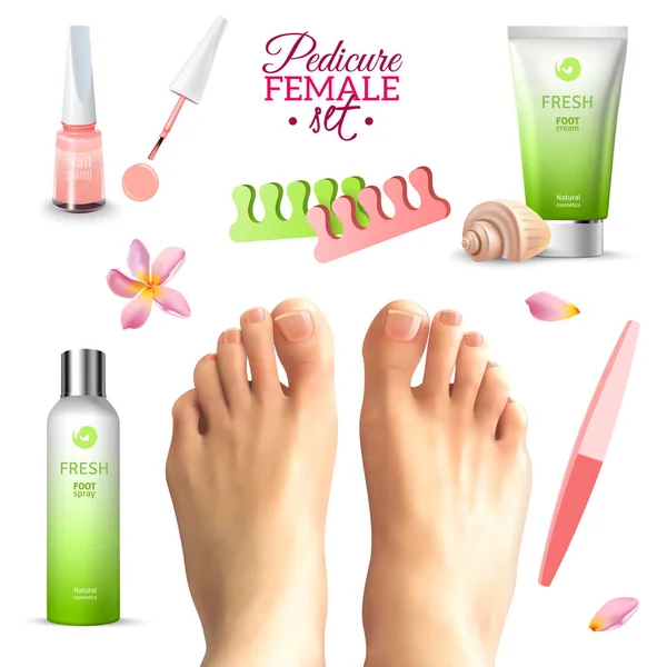 Set di piedi femminili pedicure — Vettoriale Stock