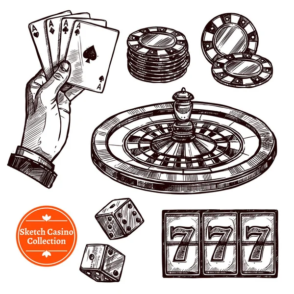 Esquisse dessinée à la main Casino Collection — Image vectorielle