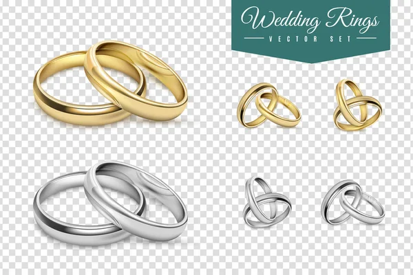 Juego de anillos de boda — Vector de stock
