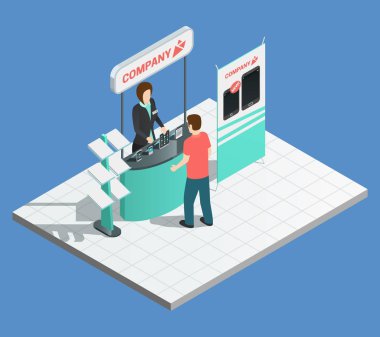 İzometrik kompozisyon sergi promosyon standları