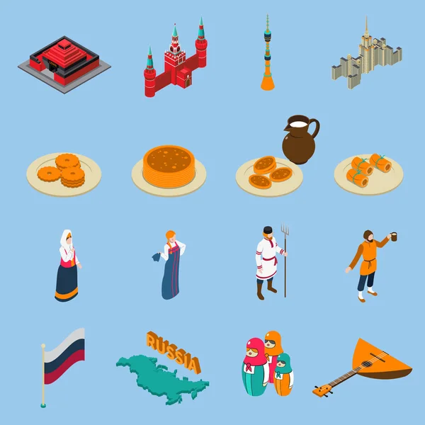 러시아 아이소메트릭 Touristics 아이콘을 설정 — 스톡 벡터