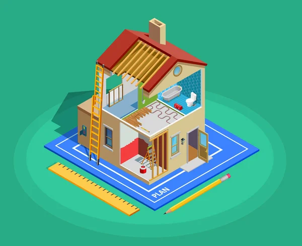 Home Repair Isometric Template — Stock Vector