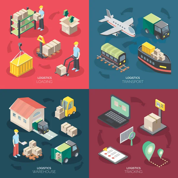 Logistics Concept Icons Set — Stock Vector