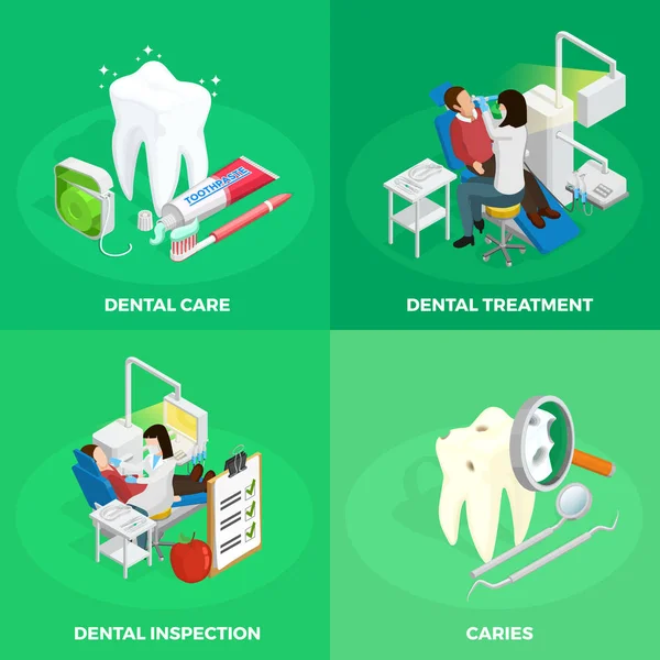 Stomatologie Concept isométrique — Image vectorielle