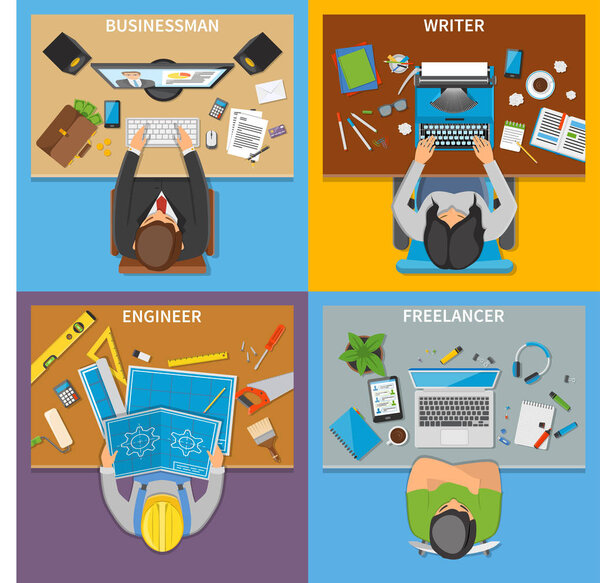 Professions Top View 2x2 Design Concept