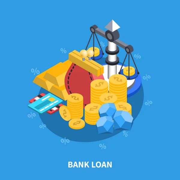 Composizione rotonda isometrica del prestito bancario — Vettoriale Stock