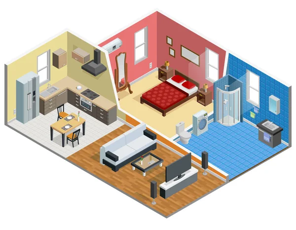 Appartement Isometric Design — Image vectorielle