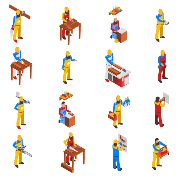 Conjunto de iconos de Woodwork People — Vector de stock