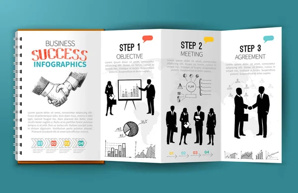 Folleto de infografías comerciales — Archivo Imágenes Vectoriales